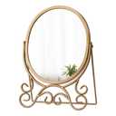 Vintage Gold Standing Mirror 10 X 15 Inch, Metal Framed Oval Table Mirror, Antique Makeup Mirror with Stand for Desk, Vanity Mirrors Tabletop for Living Room Bathroom Bedroom Shelf