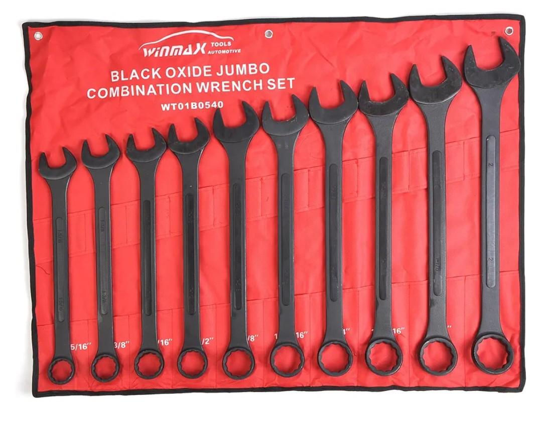 10 PC SAE Black-Oxide Jumbo Combo Wrench Set | 1-5/16" - 2"