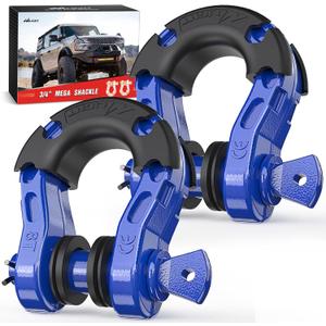 Nilight 2 Pack 3/4" Mega D-Ring Shackle with 7/8" Screw Pin 68,000LBS Break Strength, Heavy Duty Off Road Recovery Shackle for Use with Tow Strap, Winch, Off-Road Jeep Truck Vehicle, Blue Nilight 2 Pack 3/4" Mega D-Ring Shackle with 7/8" Screw Pin 68,000LBS Break Strength, Heavy Duty Off Road Recovery Shackle for Use with Tow Strap, Winch, Off-Road Jeep Truck Vehicle, Blue