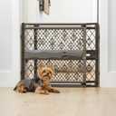 MYPET North States Paws Portable Pet Gate: 26-40" Wide. Pressure Mount. No Tools Needed. Made in USA, 23" Tall, Expandable, Durable Dog Gates for Doorways, Fieldstone Gray