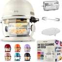 Non Toxic Air Fryer - Glass AirFryer 5 Quart w/ 360 Visibility, Self-Cleaning, 400F Vortex Air Fryer for Even Cooking, BPA-Free Teflon Free, 9-in-1 Functions, Rotisserie, Roast, Bake, White