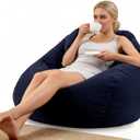 4FT Memory Foam Bean Bag Chairs for Adults Women Men Teen Sofa Comfoy Chair Large Beans Bags Sofa Navy Blue 4FT