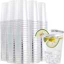 FOCUSLINE 200 Pack 12 oz Silver Rimmed Plastic Cups, Clear Plastic Cup 12 Ounce Tumblers, Heavy-duty & Fancy Disposable Cups with Silver Rim for Wedding Cups Elegant Party