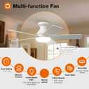 addlon Ceiling Fans with Lights, 42 Inch Low Profile Ceiling Fan with Light And Remote Control, Flush Mount, Reversible, 3CCT, Dimmable, Quiet, White Small Ceiling Fan for Bedroom Indoor/Outdoor Use
