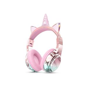 Kids Unicorn Bluetooth Headphones, 60H Playtime, 74/85/94dB Safe Volume Limit, Metallic Gradient Wireless Headset with Mic, Fast Charging, Foldable, Wired Mode for Girls School/Tablet/Travel
