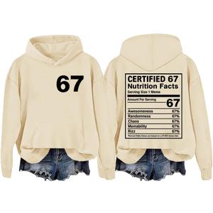 67 Meme Nutrition Facts Hoodie 67 Sweatshirt Funny 6 7 Meme Graphic Tees For Women Men (XL)
