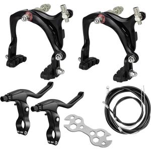 Bike Brakes Calipers Set, Bike Brake Pads, Front and Rear C Brake Set, 65-79mm Long-Reach Bikes Brakes Levers Kit with Cables fits Children, Road, MTB, BMX Road Bicycle - Black