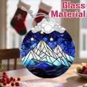 Stained Glass Ornament, Christmas Ornaments, Christmas Tree Ornaments & Holiday Decor  Gifts for Nature Lovers, Ideal Holiday Present & Xmas Gift - Starry Sky and Mountains