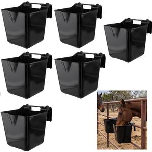 Horse Feed Bucket,15 Quart Plastic Hook Over Feeder for Horse Sheep Cattle