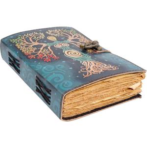 SH SHIFAA HANDICRAFT Blank Spell Book Of Shadows Journal With Lock Clasp Prop Vintage Handmade Leather Diary Embossed Prayer Pagan Antique Witchcraft Supplies Wiccan Notebook Daily (13x10)