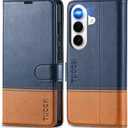 TUCCH Case Wallet for Galaxy S26, PU Leather Magnetic Kickstand [RFID Blocking] 3 Card Slot Folio Flip Cover with [TPU Shockproof Interior Case] Compatible with Galaxy S26 6.3" 2026, Blue & Brown