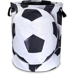 Soccer Laundry Basket Ball Foldable Oxford Cloth Funny Tote Bag Laundry Hamper Clothes Storage Bucket Organizer For Bathroom/Laundry Storage/Bedroom 18.9x16.5 In