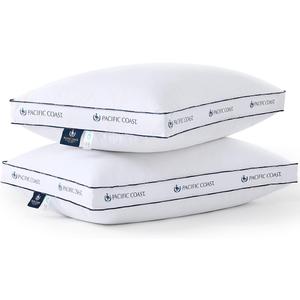 Pacific Coast Gusseted Bed Pillows for Side Sleepers and Back Sleepers, Goose Feather and Down Firm Pillows with 100% Cotton Shell, King Size Set of 2, Supportive Gusseted Pillows for Sleeping