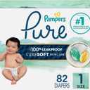 Pampers Pure Baby Diapers, Size 1 (8-14 lbs), 82, Up to 100% Leakproof, Premium Hypoallergenic Soft Diapers