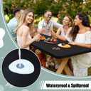 misaya Rectangle Vinyl Tablecloth, 5 Foot Elastic Fitted Table Cloth with Flannel Backing, Waterproof Wipe Clean Table Cover for Camping, Picnic, Dining, Buffet Parties (Black, 36" x 60")