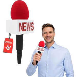 Nicky Bigs Novelties Fake Microphone Prop, Fake News Mic, Foam Microphone, News Microphones, Funny Movie Props