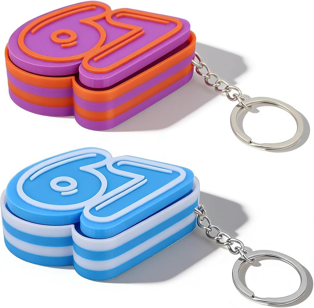 2PCS - Fidget Keychain, 67 Keychain, 67 Toy, 3D Printed Sensory Clicker Keychain Fidget Clicker Toys for Adults, Boost Focus & Calm Anxiety at Work, Travel – Ideal Stress-Relief Gift