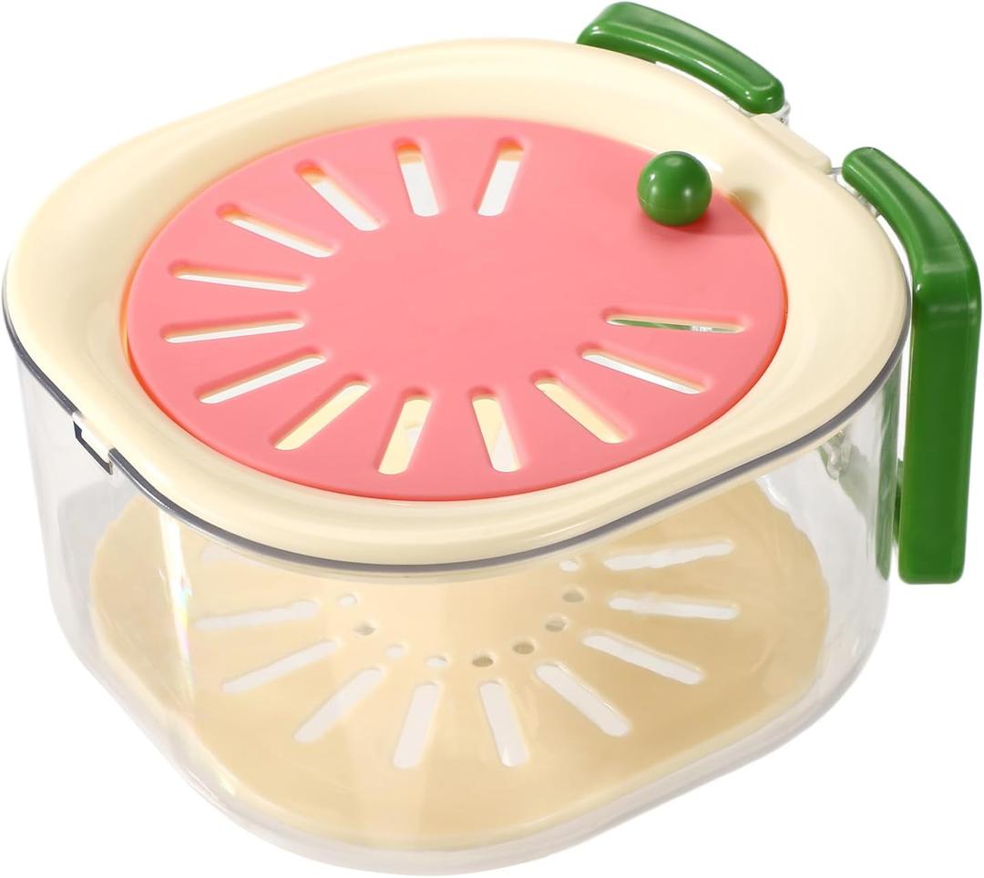 Fruit Washing Bowl, 6.3x5.9in Multifunctional Cleaner Strainer Spinner Washer for Kitchen Vegetables Wash, Containers & Fridge Storage, Colander for Outdoor Picnics (Pink)