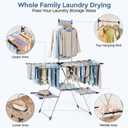 Large Capacity Clothes Drying Rack, Foldable Laundry Drying Rack | Heavy Duty Stainless Steel with Top Hanger, Multi-Layer Indoor Outdoor Air Dryer for Home Balcony Laundry Room, 4 Wings