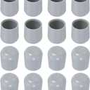 uxcell Chair Leg Floor Protectors, 16pcs 1" - Plastic Round Chair Leg Caps, Non-Slip Slip-On Furniture Feet Covers for Folding Metal Chair (Grey)