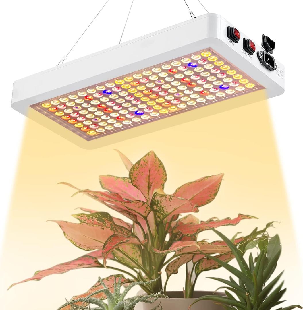 B2000W LED Plant Grow Light Dimmable,Best Grow Lights for Indoor Plants Full Spectrum, Seed Starting Seedlings Vegetable Hanging Growing Lamps, Double Switch Grow Light for Indoor Plants
