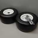 GICOOL 13x6.50-6 Flat Free Lawn Mower Tire and Wheel, Solid Smooth Zero Turn Mower Front Tire Assembly, with 3/4" & 5/8" Bearing, 4"-6.5" Centered Hub, Compatible with Lawnmower Garden Tractor, 2 Pack