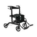 Medline Walker Wheelchair Combo, Rollator Walker for Seniors with Seat, Foldable Transport Chair with Footrests, 300 lb Capacity, Breathable Nylon, 18" Wide Seat, Black