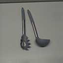 Silicone Pasta Fork and Ladle Spoon Set, Large Non Stick Kitchen Utensils for Cooking,Stirring,Serving Spaghetti, Soup, Sauce (GRAY)