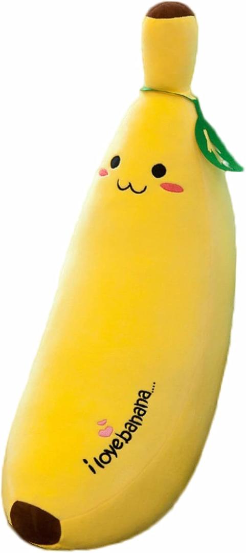 zhidiloveyou Banana Plush Pillow Stuffed Banana Plushie Cute Fruit Toy for Kids, 19.6 inch