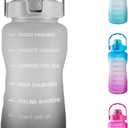 EYQ 64oz/128oz Leakproof Free Drinking Water Bottle with Motivational Time Marker BPA Free for Fitness, Gym and Outdoor Sports