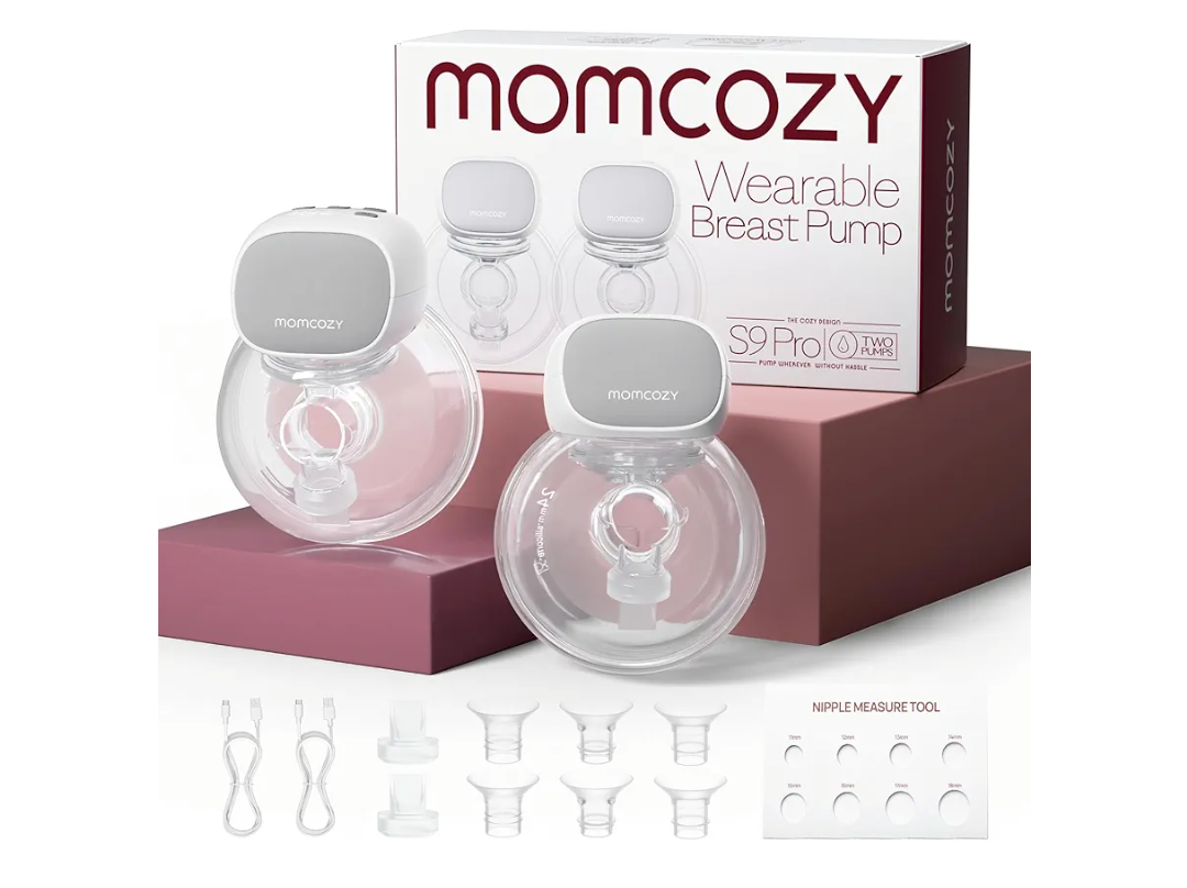 Momcozy Hands Free Breast Pump S9 Pro Updated, Wearable Breast Pump of Longest Battery Life & LED Display, Double Portable Electric Breast Pump with 2 Modes & 9 Levels - 24mm, 2 Pack Gray