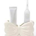 Bow Toothbrush Holder  2-Slot Toothbrush and Toothpaste Holder Cute Toothbrush Holder Set, Bathroom Counter Organizer for Bathrooms Electric Toothbrushes, Floss, Razors - White