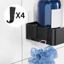 Adhesive Shower Caddy, 2 Pack Bathroom Shelves for Inside Shower, Rustproof No Drilling Shower Organizer with 4 Hooks and Anti-Fog Mirror, Black