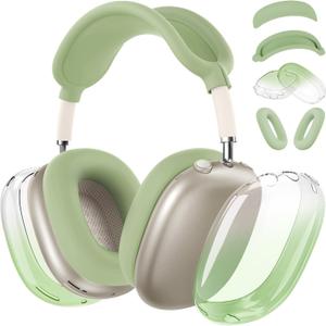 Silicone Case Cover for AirPods Max 2 Headphones,Clear Soft TPU Ear Cups Cover/Ear Pad Case Cover/Headband Cover for AirPods Max 2/1 (2026/2024/2020),Transparent Accessories for Apple AirPod Max,Green