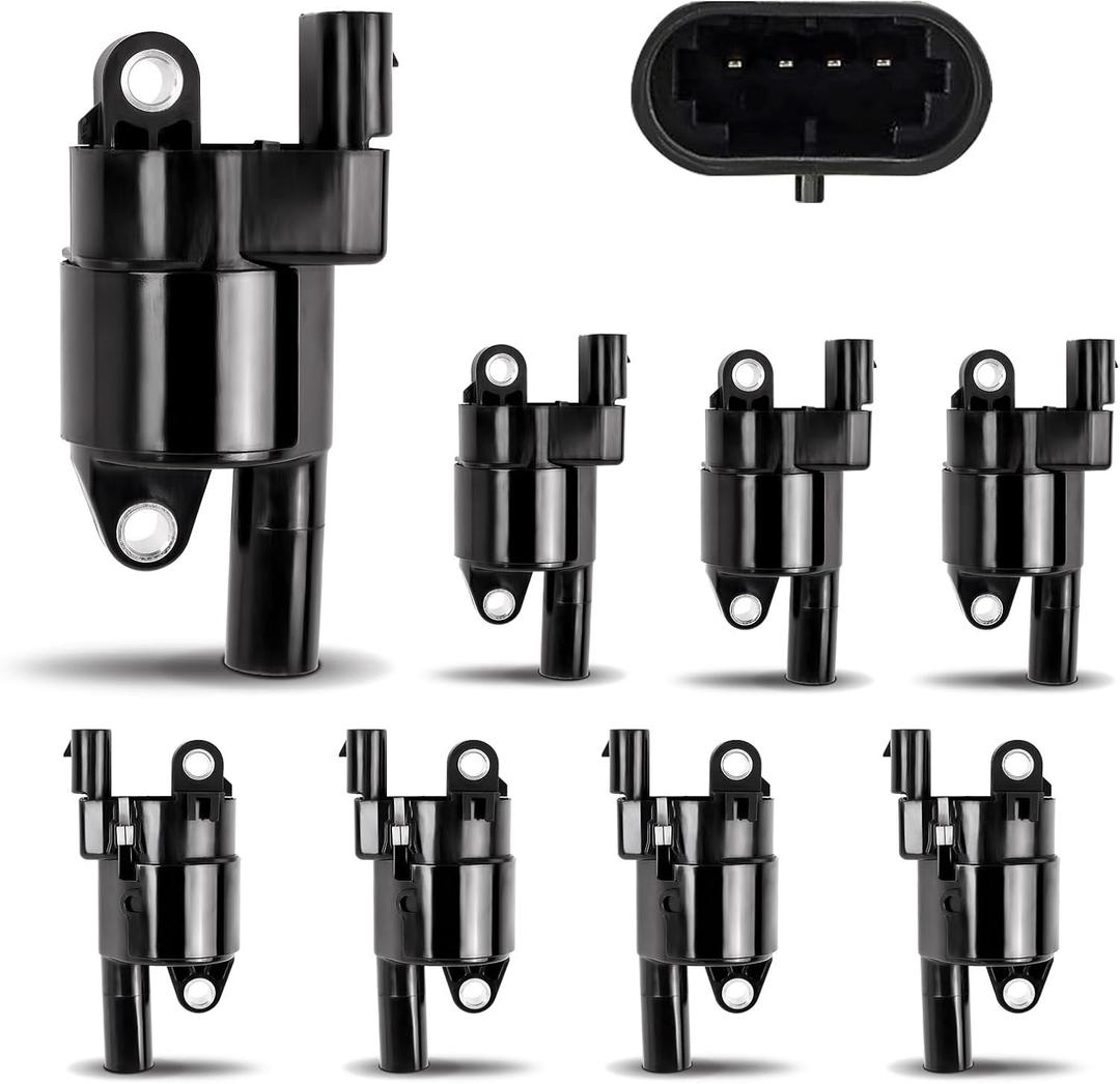 New Upgrade UF414 Round Ignition Coil Pack Set of 8, Precise and Corrosion-resistant Connections, Fit for 4.8L 5.3L 6.0L Chevy Silverado Avalanche Suburban Tahoe Express/GMC Sierra Yukon Savana