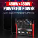 TF600 6-Channel with 450W Amplifier Audio Mixer for Performance | Sound Bar with Power Amplifier, 450W Power Output, 7-Stage Equalizer, 99 DSP Effects, Bluetooth & USB Playback