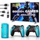 UWDFH Retro Gaming Console, 2026 Gaming Stick Pro, 50000 Games -128GB, 4k HDMI Output, and 2.4GHz Wireless Controller, 48 Classic Emulators, Plug and Play Video Games for TV (Blue) (Blue)