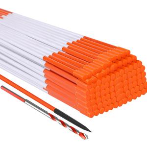 Driveway Markers 48 inch 50pcs, 5/16 Dia 4FT Snow Stakes with Reflective Tape, Highly Visible for Parking, Walkways, Snow Markers, 4FT Orange Fiberglass Poles Reflectors Markers with Steel Drill Bit