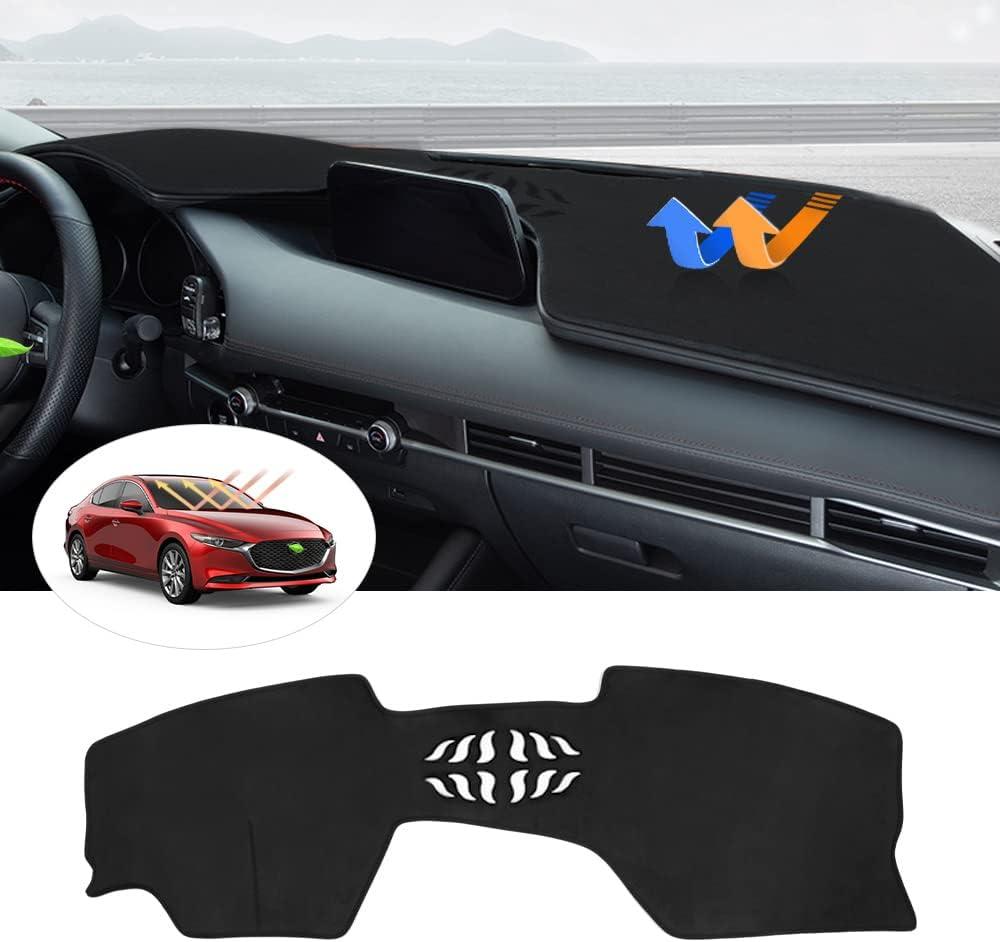 Autorder Dashboard Cover Mat for Mazda 3 2019-2025 Accessories Dash Cover Flannel Dash Mat Sunshade Glare UV Rays Protector (Without HUD)
