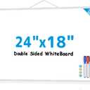 MaxGear White Board for Wall, 24" x 18" Double Sided Dry Erase Board, Magnetic White Board Hanging Whiteboard for Home, School, Office