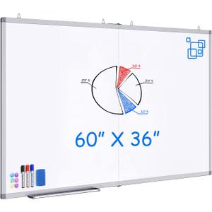 White Board Dry Erase 60 x 36maxtek Large Magnetic Whiteboard 5' X 3' Dry Erase Board Foldable with Long Marker Tray for Wall-Mounted Aluminum Memo Board Supplies for Class Office & Home