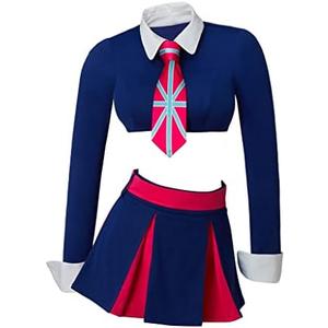 RoleplayCos Fook Yu Fook Mi Costume Austin Twins Costume Dress Outfit Sexy Schoolgirl Costume with Tie for Women Adult L