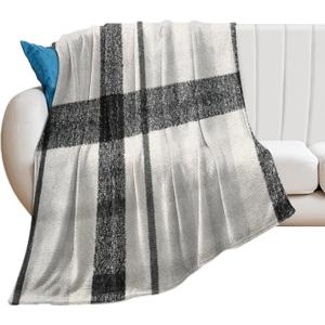 30x40in Flannel Fleece Throw Blanket for Couch Office Bed Sofa Home Decor Gray Buffalo Check Tan Plaid Charcoal Lightweight Plush Fuzzy Cozy Soft Blankets and Throws for Girls All Season Use (Style-1)