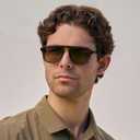 WearMe Pro Polarized Modern Aviator One-Bridge Square Mens Sunglasses