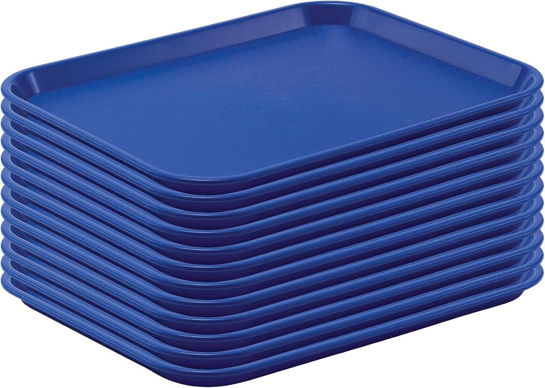 12"x16" Blue Plastic Foodservice Cafeteria Fast Food Tray, 12/pk - (29A-140)