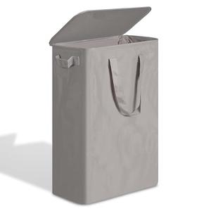 efluky Slim Laundry Basket with Lid, Narrow Laundry Hamper with Handles, Collapsible Dirty Clothes Hamper, Tall Laundry Bin for Laundry Room, Dorm and Bedroom, 55L Grey
