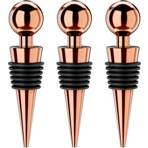 Wine Stoppers for Wine Bottles 6Pcs Vacuum Wine Bottle Stopper with Silicone Reusable Wine Corks, Leak proof Keep Fresh Suitable for Standard (Goldrose, 3 Pack)