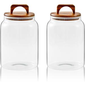 Sweejar Glass Jars for Laundry Room Organization, 90 ounce Laundry Pods Container, Glass Food Storage Jars with Airtight Lid, 2 Pack, Hand Lid