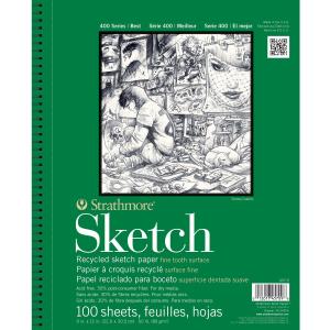 Strathmore 400 Series Sketch Pad, Recycled Paper, 5.5x8.5 inch, 100 Sheets - Artist Sketchbook for Drawing, Illustration, Art Class Students