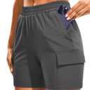 AFITNE Women's Hiking Cargo Shorts Quick Dry Lightweight Summer Athletic Running Shorts with Pockets for Golf Outdoor UPF 50+ 5" Grey, XXL